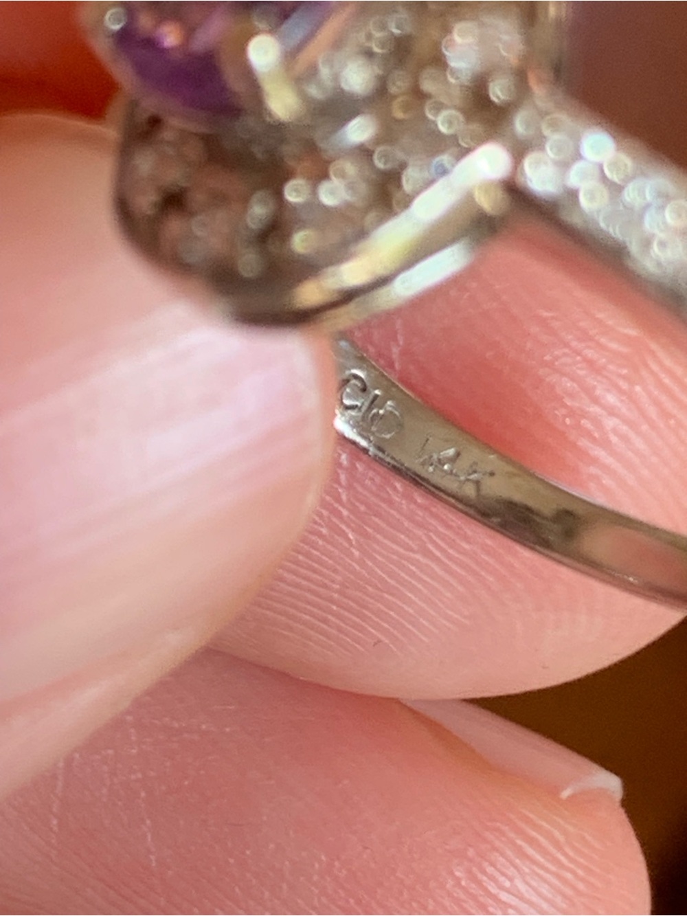 14k Gold Amethyst Diamond Halo Ring - Picture 7 of 9
